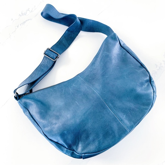 VILENCA Holland Handbags - 👜Vilenca Holland Genuine Leather Crossbody Distressed Yale Blue Hobo Bag NEW